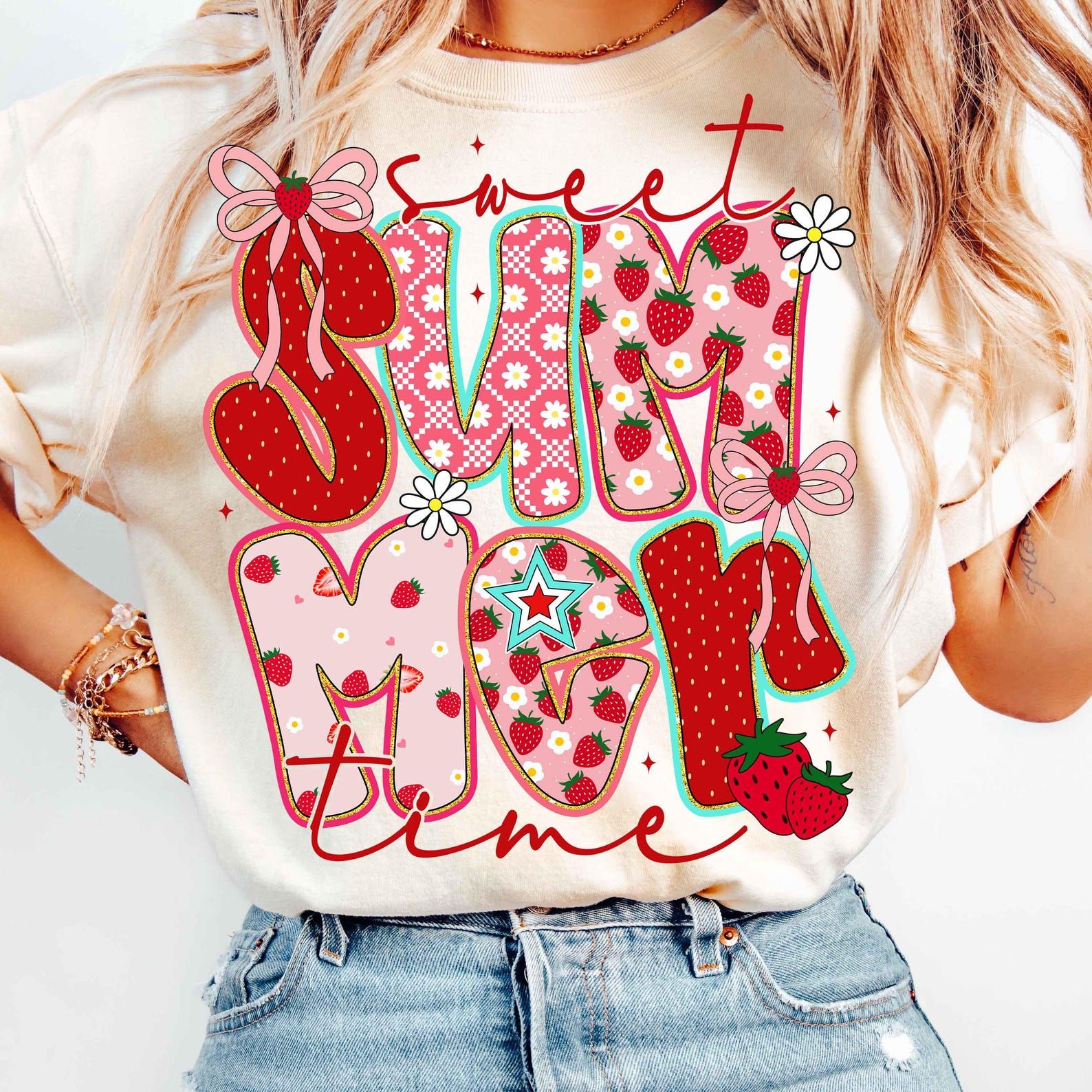 Summer Vibes Shirt Strawberry Cute Graphic Tee Trendy Fruit Summer Outfit Gift