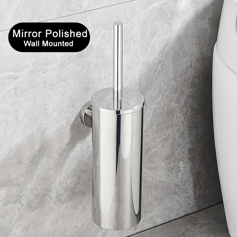 Stainless Steel Wall-Mounted Toilet Brush Set