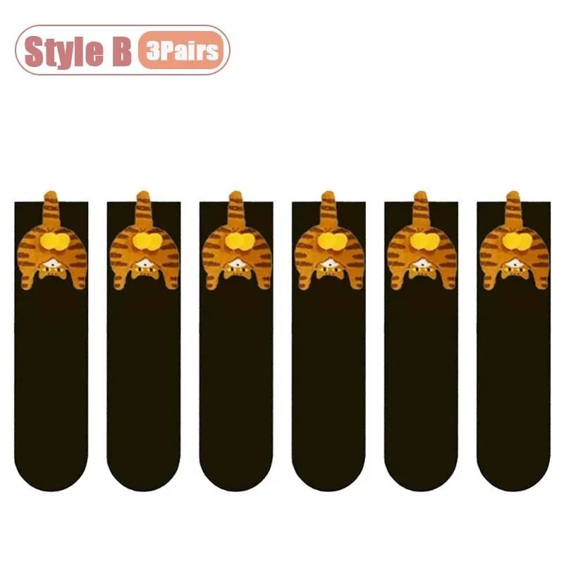 Cartoon Cat Egg Cozy Mid Calf Socks