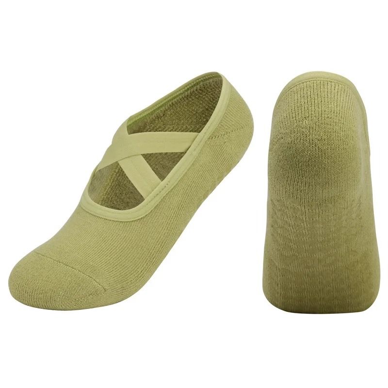 Women Breathable Towel Bottom Yoga Socks Silicone Non Slip Bandage Pilates Ladies Ballet Dance Socks