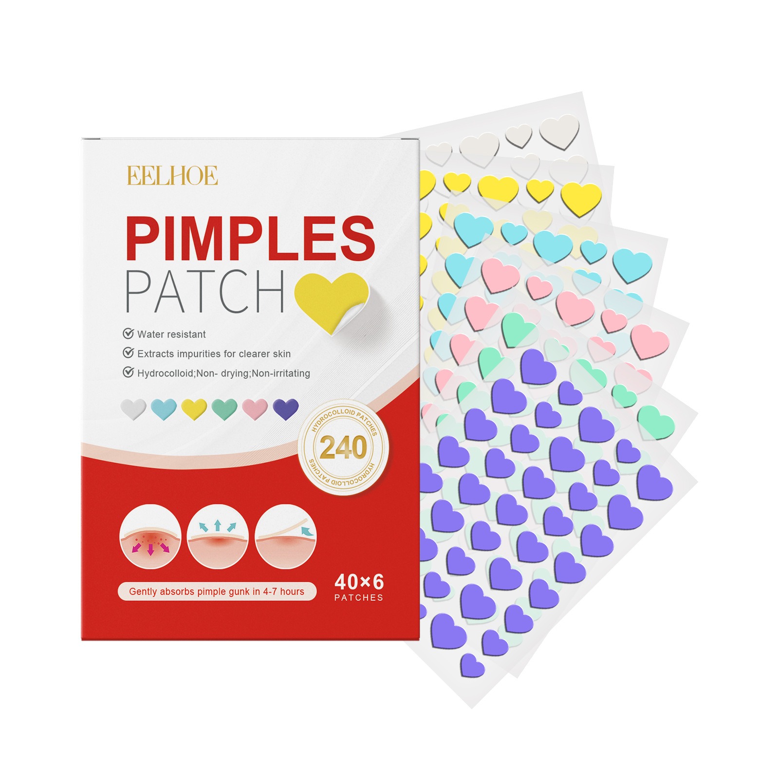 New High-end Pimple Patch, Acne Patches in Heart Star Shapes, Acne Dots Patches, Moisturizes Covering Zits and Blemishes