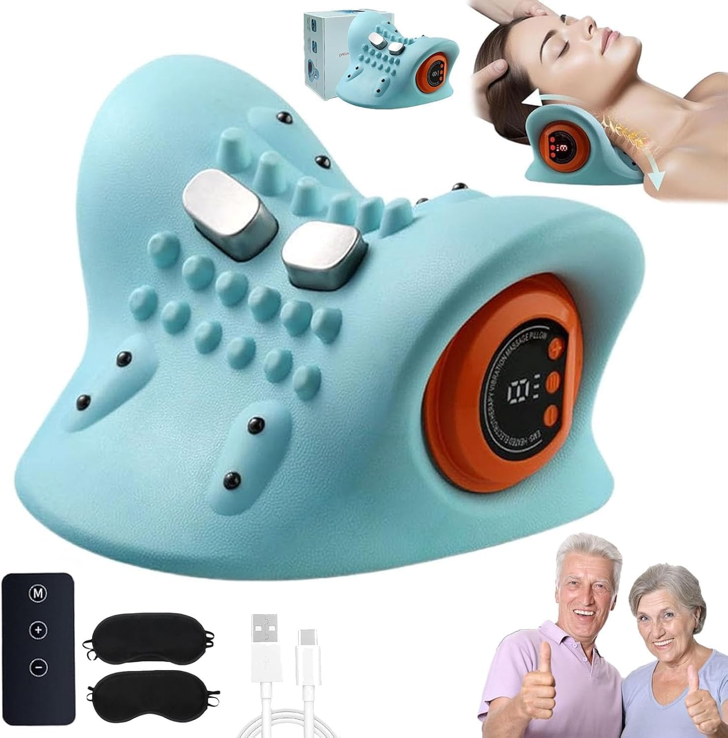 Electric Neck Massager with Airbag Traction and Infrared Heat