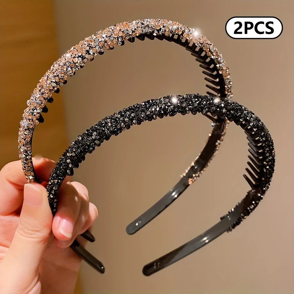 SparkleSoft Childrens Non-Slip Rhinestone Toothed Headbands (2–6 Pack)
