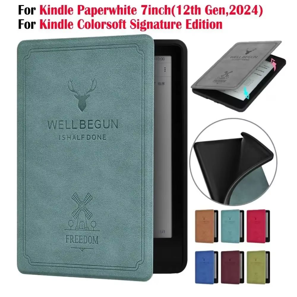 Auto Sleep/Wake PU Leather Shockproof E-Reader Case for Kindle Paperwhite 7 inch