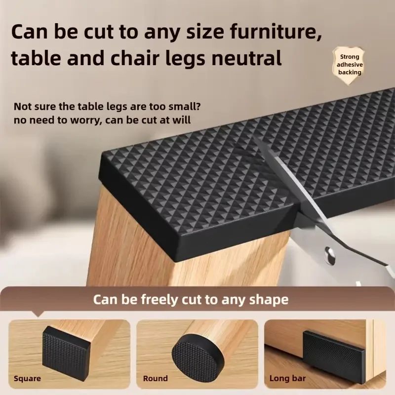 Black Felt Furniture Pads Thick Non-Slip Soundproof Cut-to-Size Floor Protectors