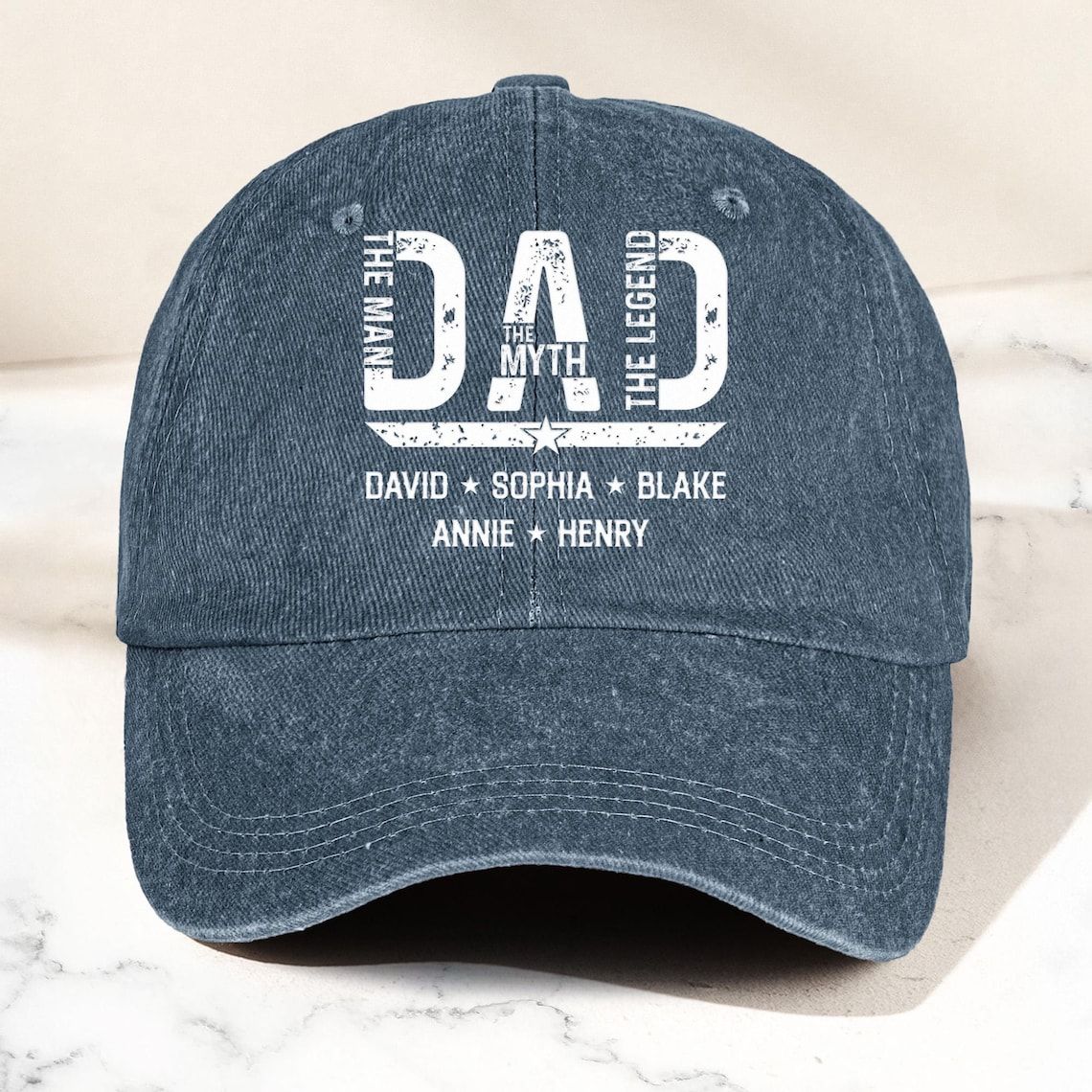 Dad Hat Personalized Kids Names Cap Custom Father Gift Minimalist Embroidered Baseball Hat