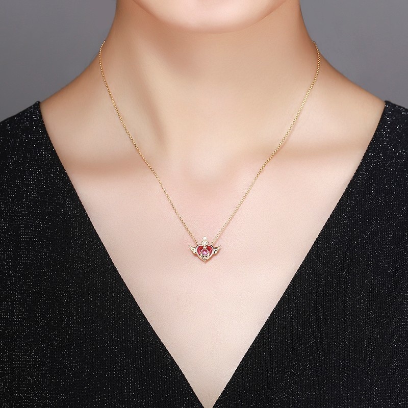 Rose Red Heart Choker Necklace with Silver Charm Elegant Romantic Jewelry for Women