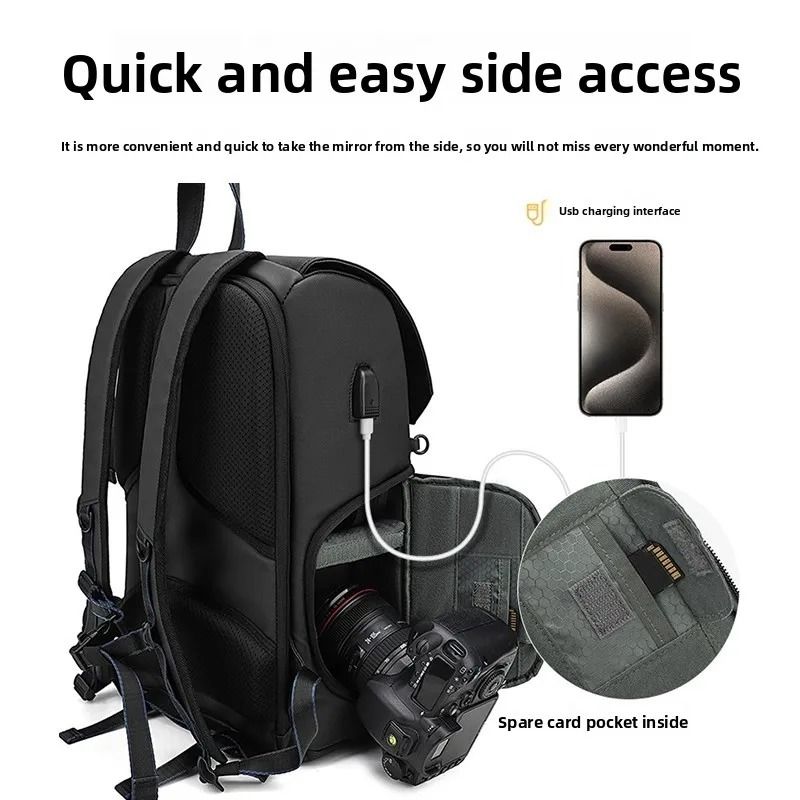 Large Capacity Camera Backpack Double Shoulder Travel Photography Bag