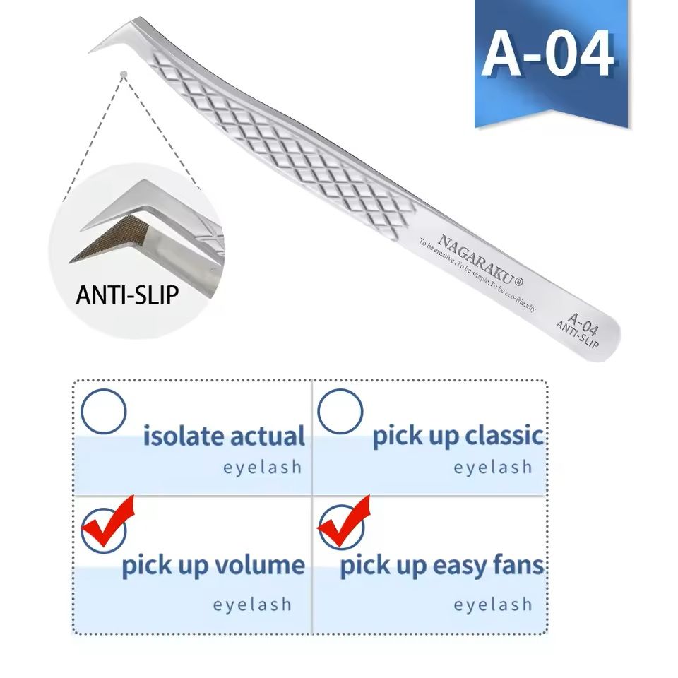Womens Stainless Steel Eyelash Extension Tweezers
