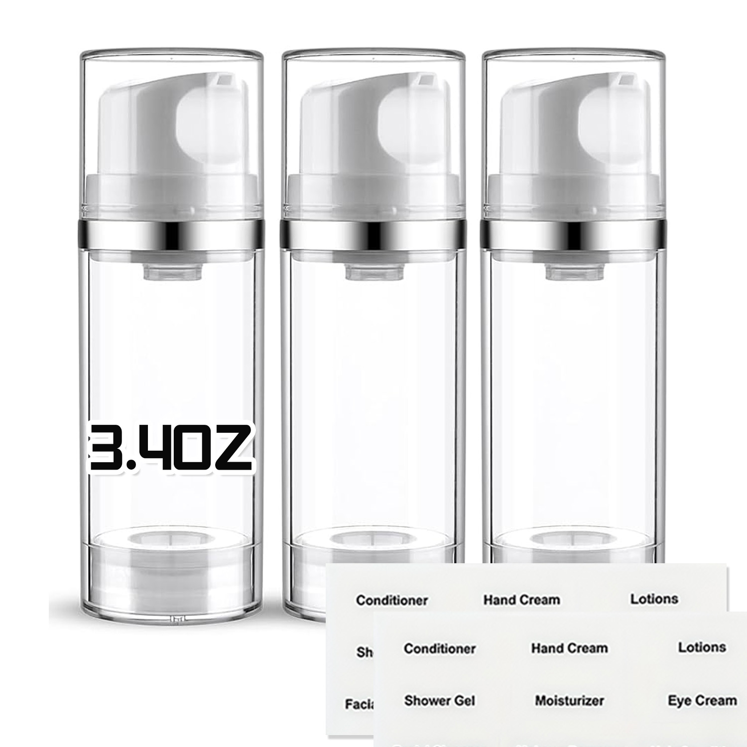 Cosmetic Container Lotion Dispenser Travel Pump Bottles, Labels for Toiletries