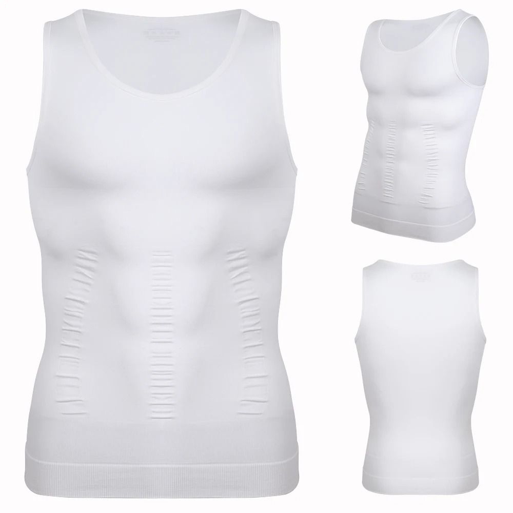 Mens Compression Shaper Vest Slim Fit Sleeveless Tummy Control Top