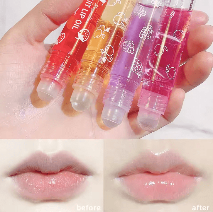 VRoll-On Hydrating Lip Oil Gloss – Moisturizing Roll-On Lip Gloss for Soft, Smooth Lips