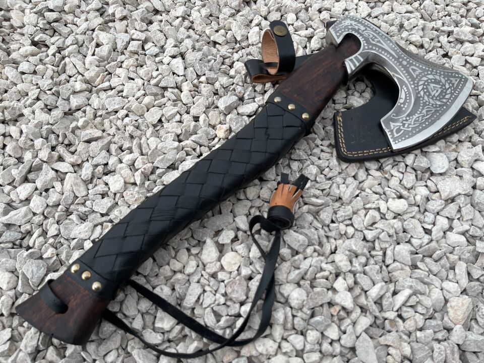 3DViking Axe HATCHET Axe Custom Handmade Carbon Steel Blade TOMAHAWKAxe Gift Axe