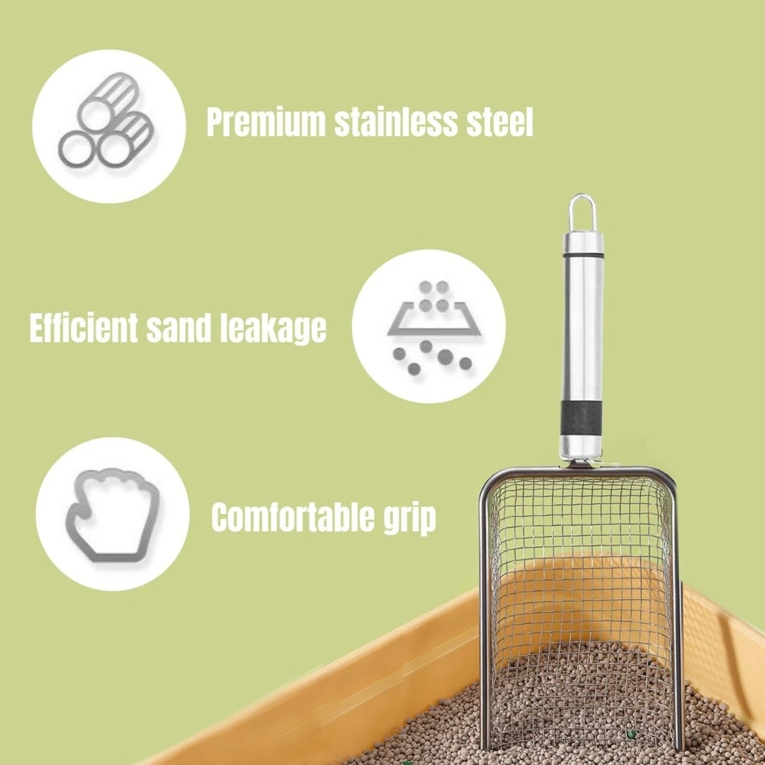 Premium Stainless Steel Pet Waste Scoop with Durable Aluminum Handle
