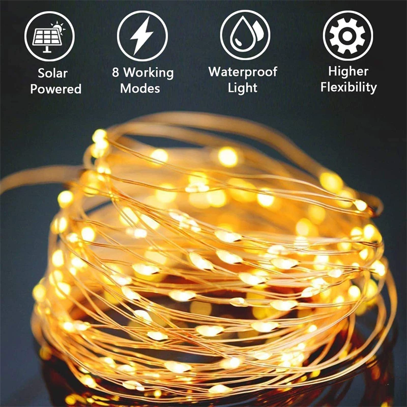 Solar Fairy String Lights Waterproof Outdoor Garden & Patio LED Decor
