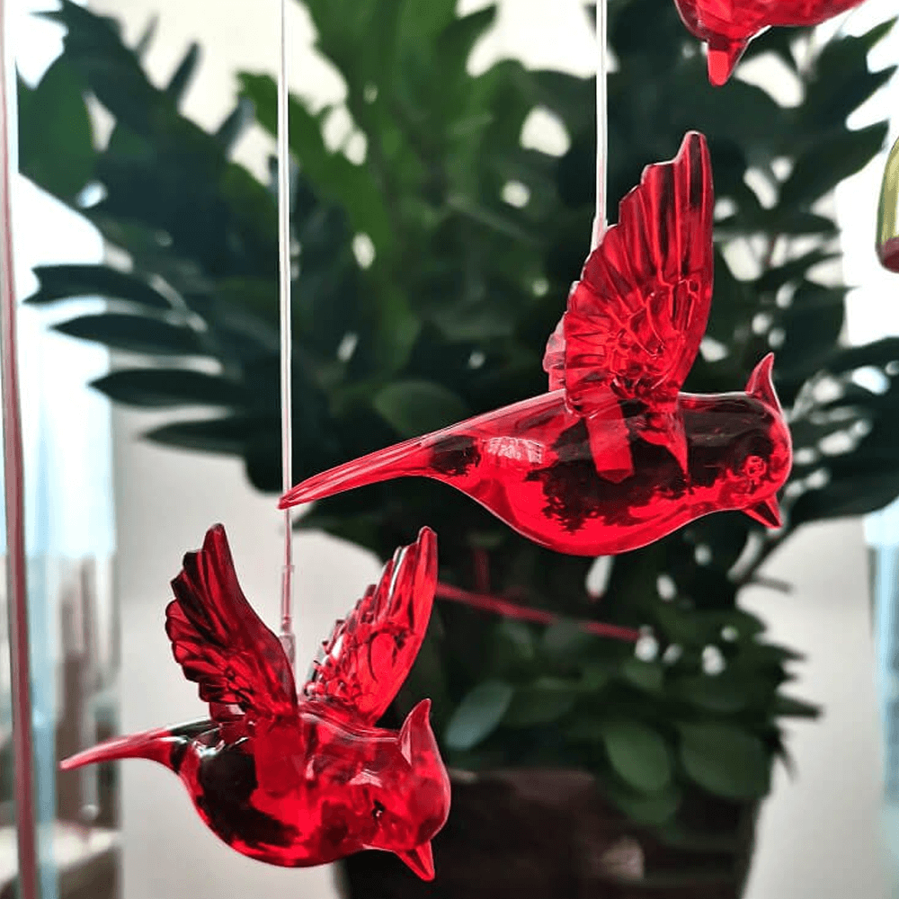 Solar Powered Cardinal Wind Chimes