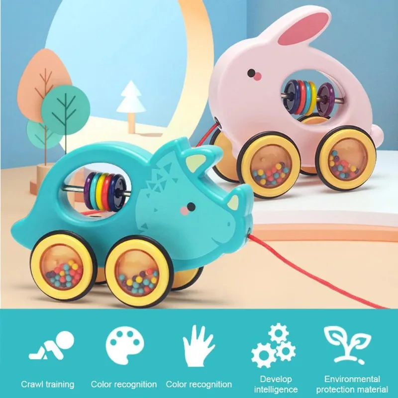 Pull Along Cartoon Animals Toy for Babies, Educational Walking Toy with String for Toddlers, Perfect Gift for Kids