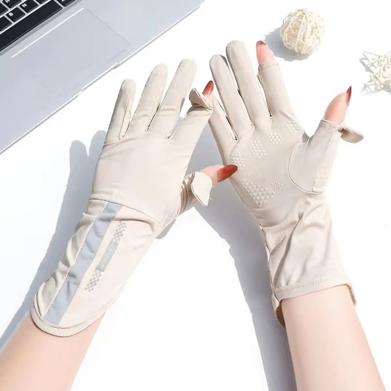 BreezeGuard summer sunscreen gloves Women's Thin Ice Silk UV Driving Gloves UPF 50
