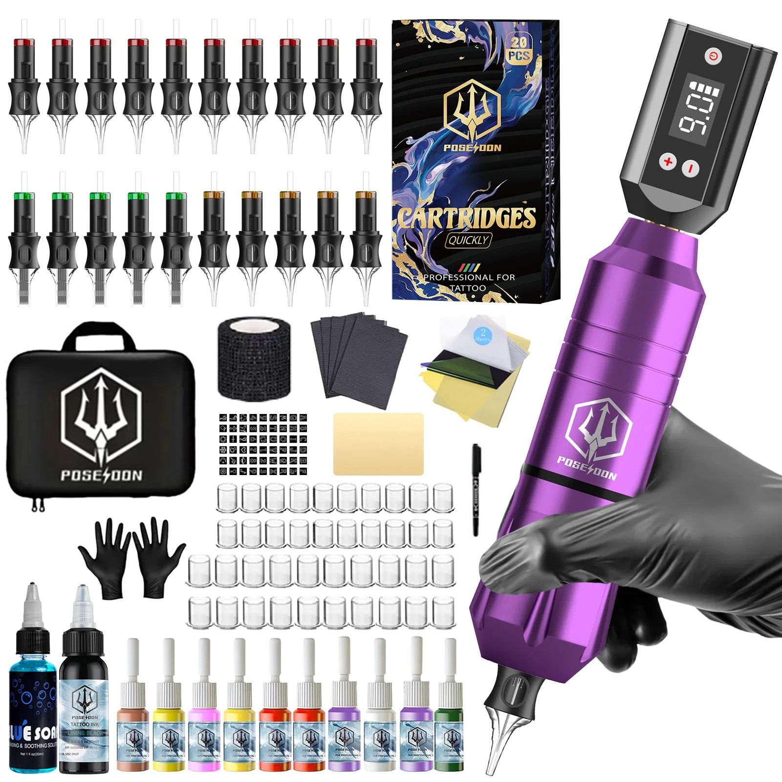 Professional Tattoo Pen Kit Permanent Makeup Machine With Power Supply and Needles