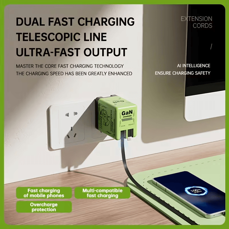 2-in-1 GaN 120W Fast Charger | Quick & Portable Power for Phones, Tablets & Laptops