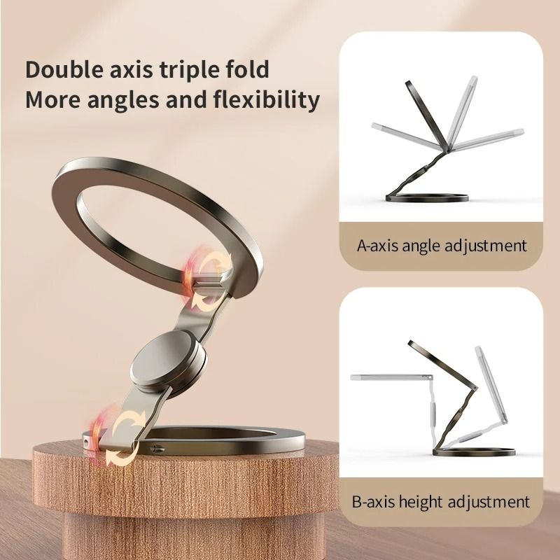Double Magnetic Phone Ring Stand – Ultra-Strong Foldable Metal Bracket
