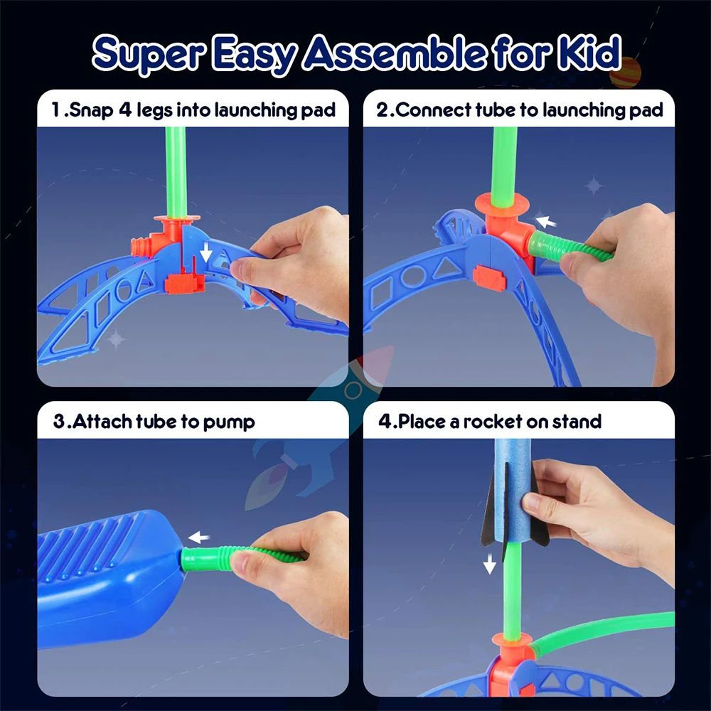 Kids Foam Rocket Launcher Toy with Air Pump and Launch Pad