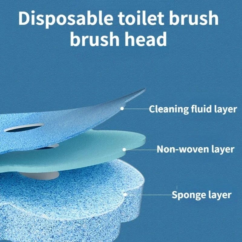 Disposable Toilet Brush Cleaner Set with Long Handle and Replaceable Brush Head