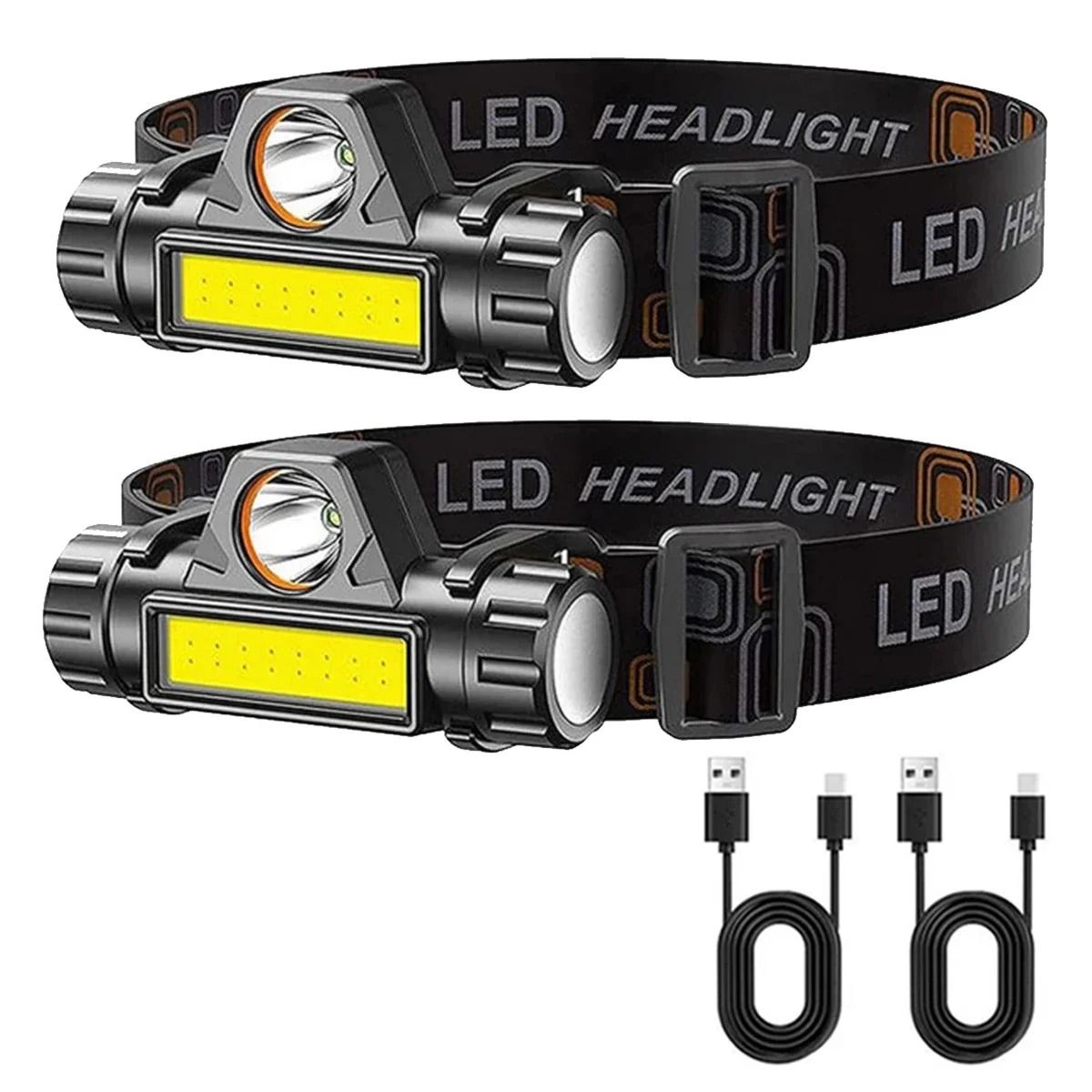 Rechargeable COB LED Headlamp with Magnetic Base and Adjustable Strap