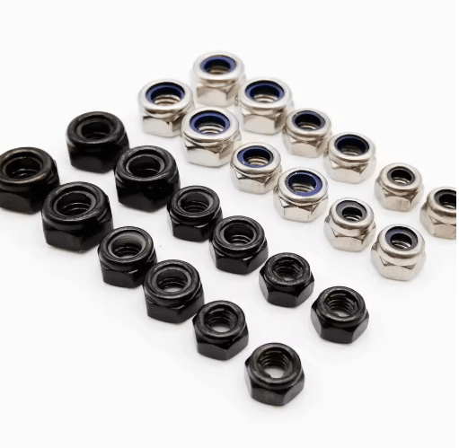 304 Stainless Steel Lock Nuts – Black Hex Nylon Insert Lock Nuts (M2–M16)