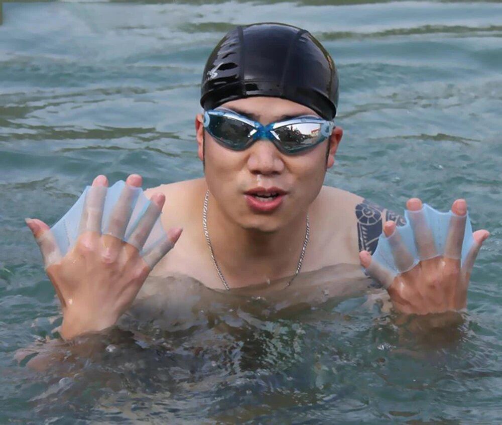 Silicone Swimming Fins Flipper Professional Training Finger Hand Gloves Paddles Equipment for Men, Women & Kids