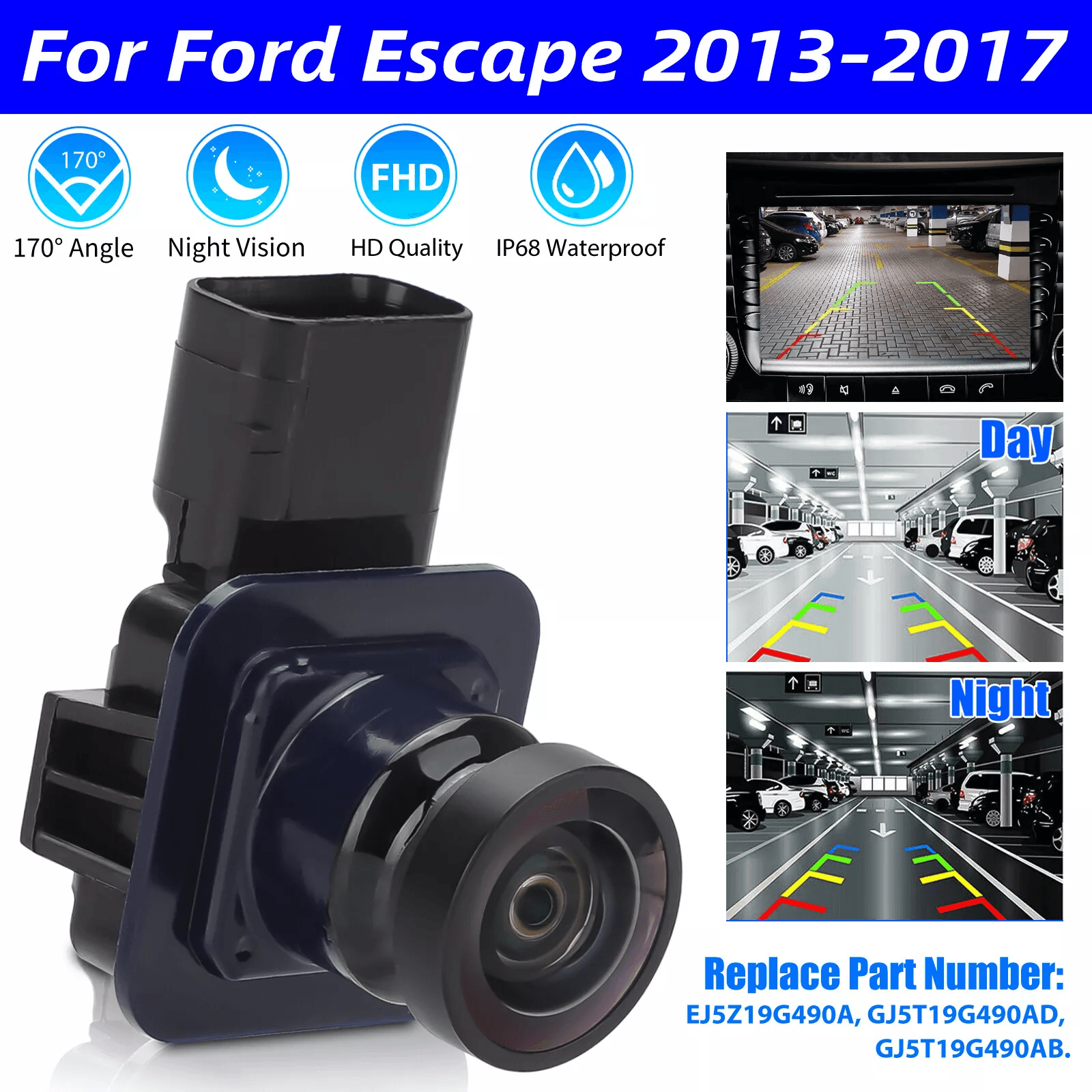 Full HD Rear View Backup Parking Camera, IP68 Wide Angle