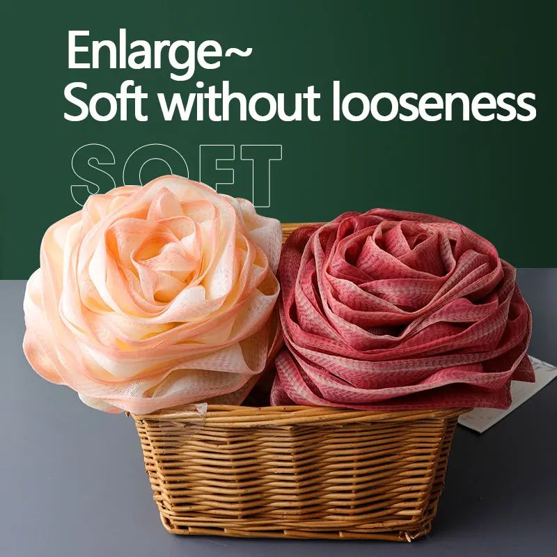 Rose Mesh Bath Sponge Exfoliating Shower Loofah Soft Body Cleaning Puff