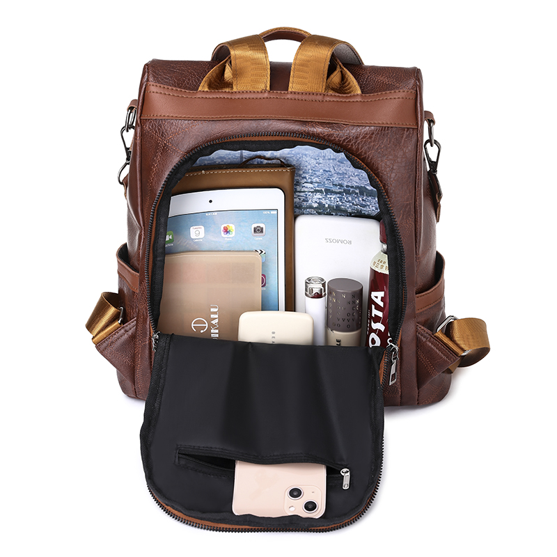 Elegant Anti Theft Backpack Women PU Leather Travel Purse Bag