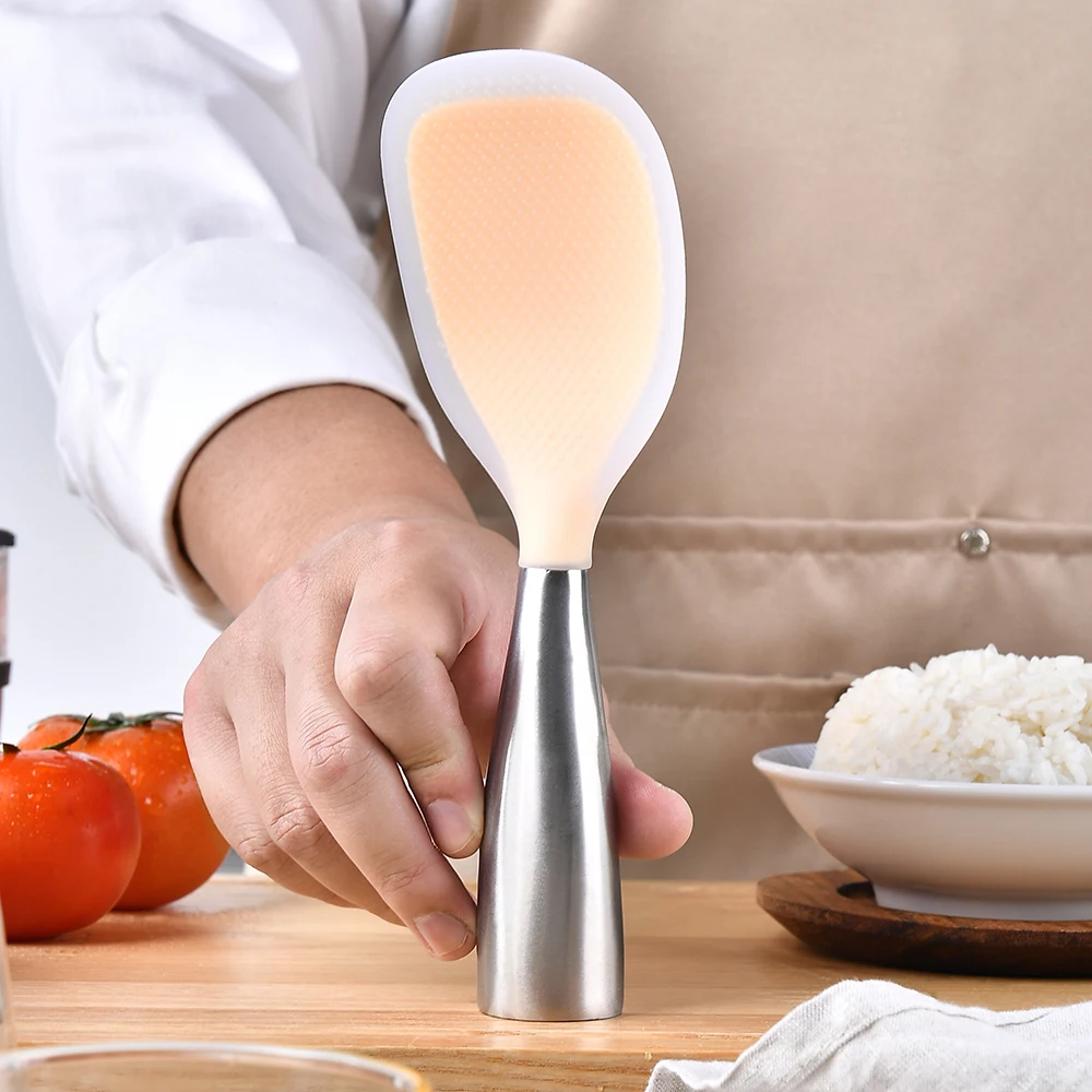 Silicone Cooking Spoon Anti-scalding Non-stick High-temperature-resistant Spoon for Pot Rice