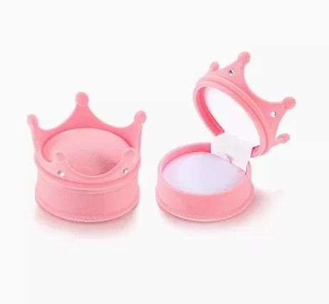 Crown Velvet Jewelry Box Ring Necklace Gift Display Case