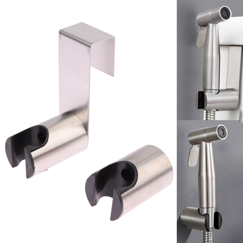 Stainless Steel Shower Head Holder Adhesive Wall Mount No Drill Bathroom Sprayer Hook