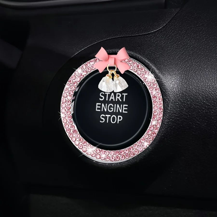 Rhinestone Car Start Button Cover Ring – Push Start Button Sticker for Scratch Protection & Luxury Interior Decor