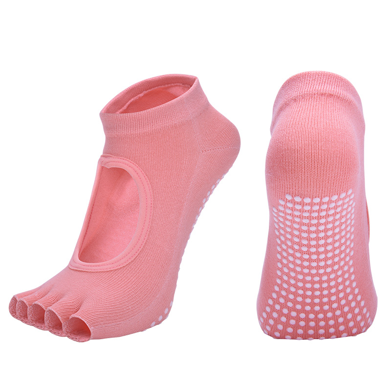 Women Cotton Yoga Backless Socks, Anti-Slip Silicone Pilates Socks, Breathable Gym Fitness Ballet Slippers
