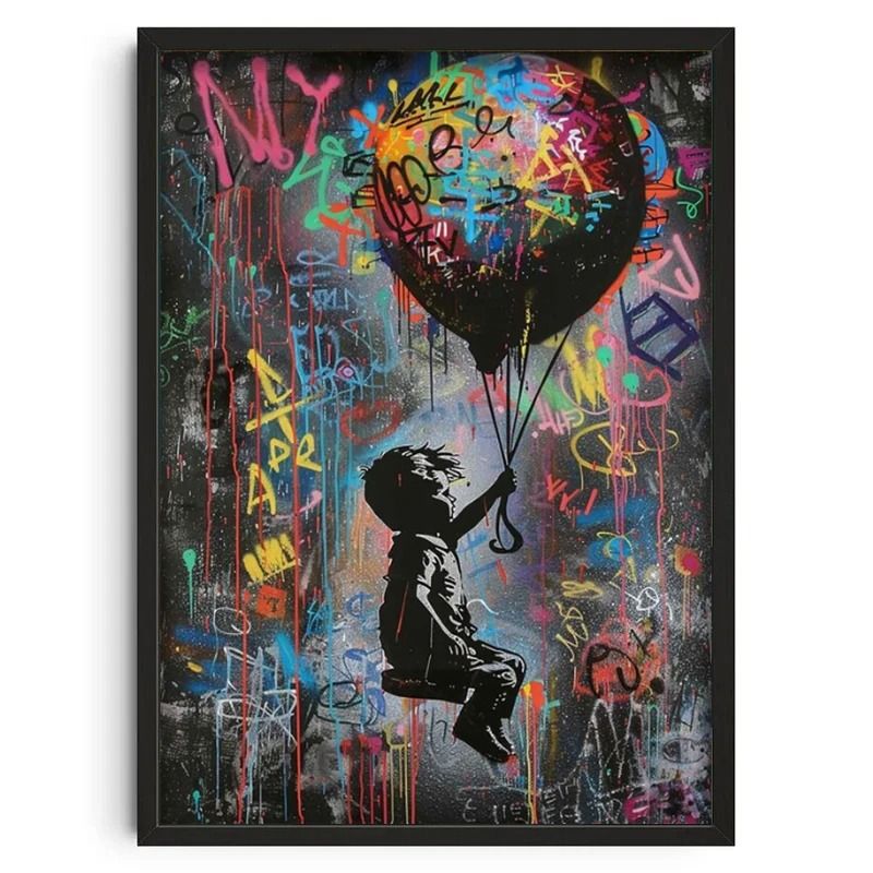 Banksy Graffiti Art Poster – Street Art Series Canvas Mural – Modern Banksy Image Wall Art