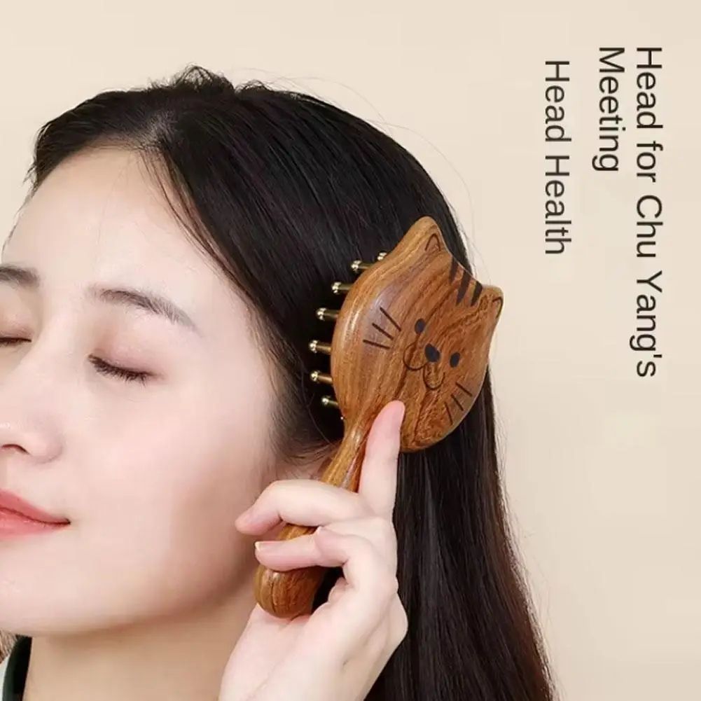 Sandalwood Scalp Massage Comb 28-Tooth Wide Wooden Gua Sha Comb for Hair & Head Therapy