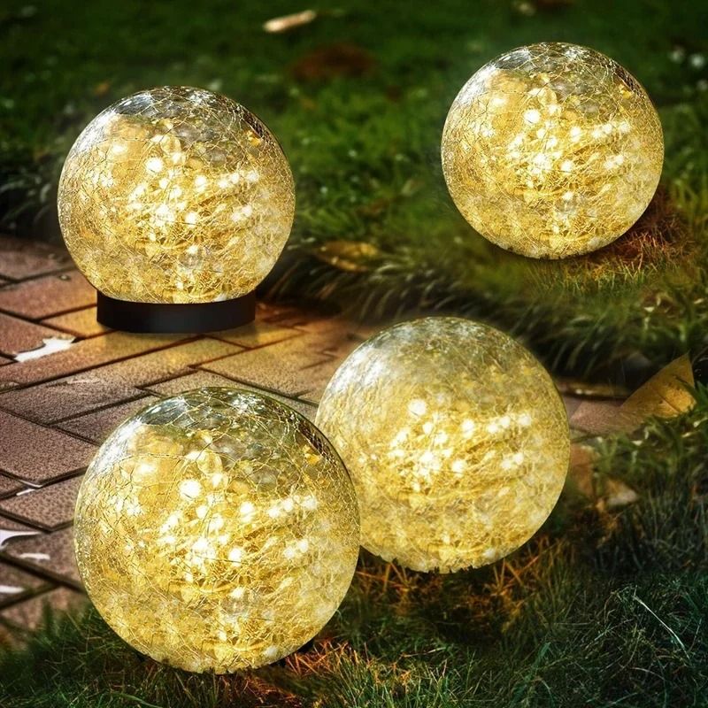 Artisan Solar Cracked Glass Globe Stakes