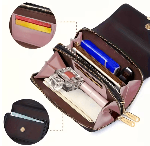Fashionable RFID Crossbody Bag – Mobile Phone Bag, Card Wallet & Coin Purse in One