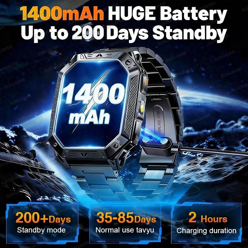 TANK Elite Military GPS Smartwatch | 1400mAh Battery & 2.01
