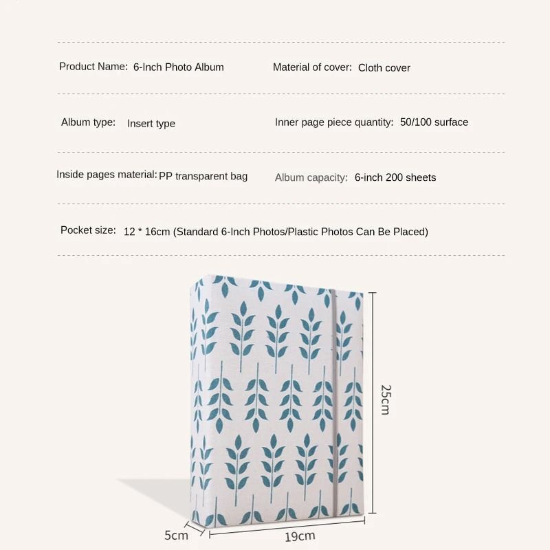Large Capacity Fabric Photo Album with 200 Pages for Family Memories and Keepsakes