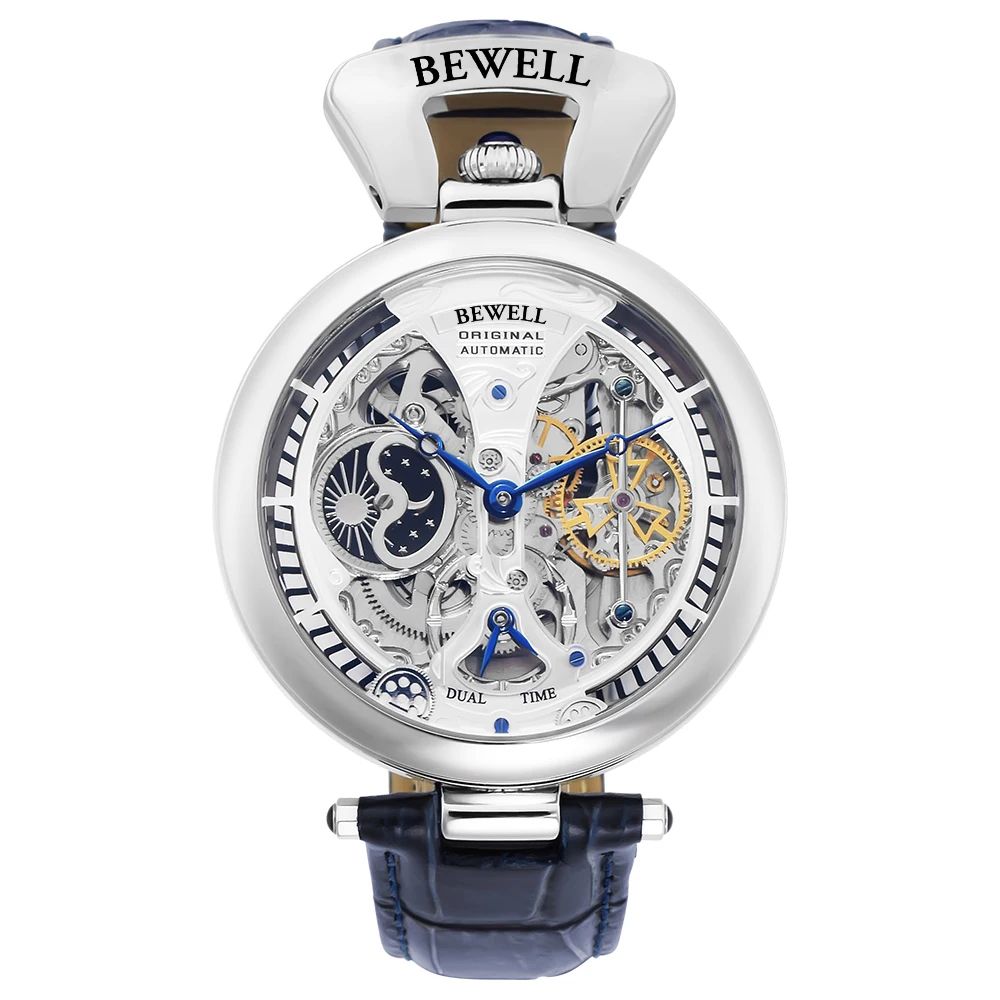 High-End Automatic Mechanical Men's Watch with Skeleton Dial & Leather Strap