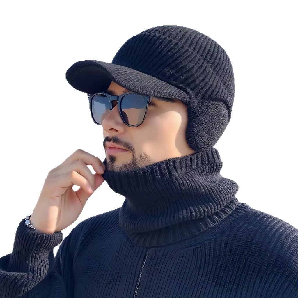 Men's Windproof Knitted Balaclava Hat with Thermal Neck Cover