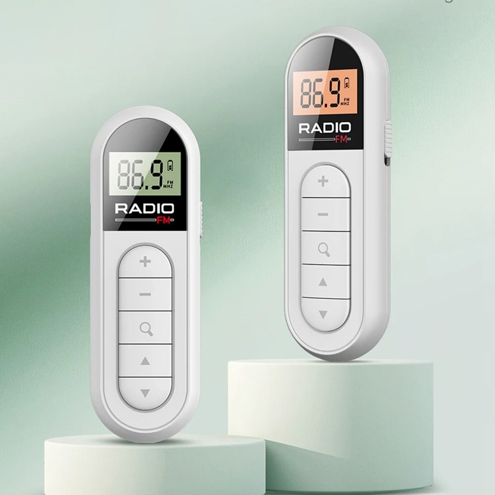 Mini Pocket Clip FM Radio with LCD Display and Backlight
