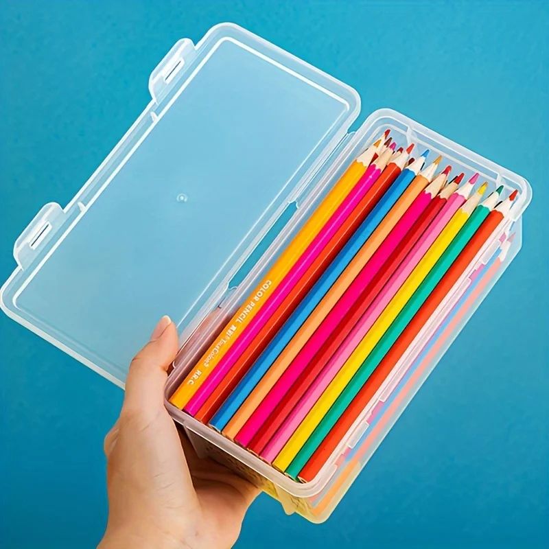 Transparent Pencil Box Organizer Large Capacity Storage Case Set