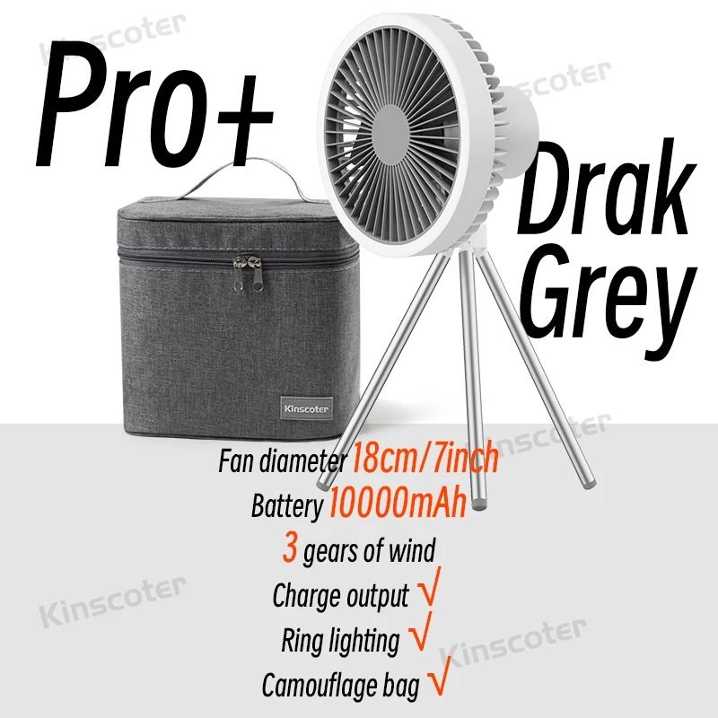 Rechargeable Camping Fan with LED Light and Power Bank Function