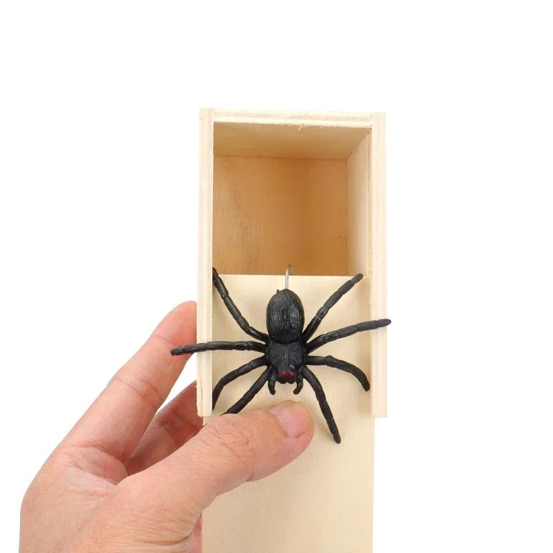 Wooden Spider Prank Box Funny Scare Trick Gift Toy